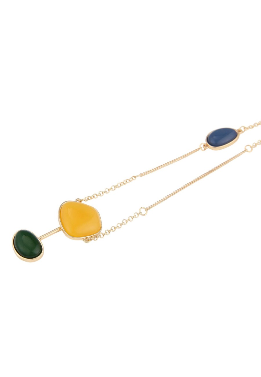 Ketten Leslii | Leslii Damen-Kette Color Glieder-Kette Goldene Halskette Bunte Modeschmuck-Kette Gold Bunt