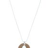 Ketten Leslii | Leslii Damen-Kette Lange Halskette Matt-Anhanger Statement Modeschmuck-Kette Altrosa Silber