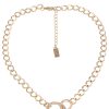 Ketten Leslii | Leslii Damen-Kette Statement Panzer-Kette Glanzende Glieder-Kette Strass Modeschmuck-Kette Gold