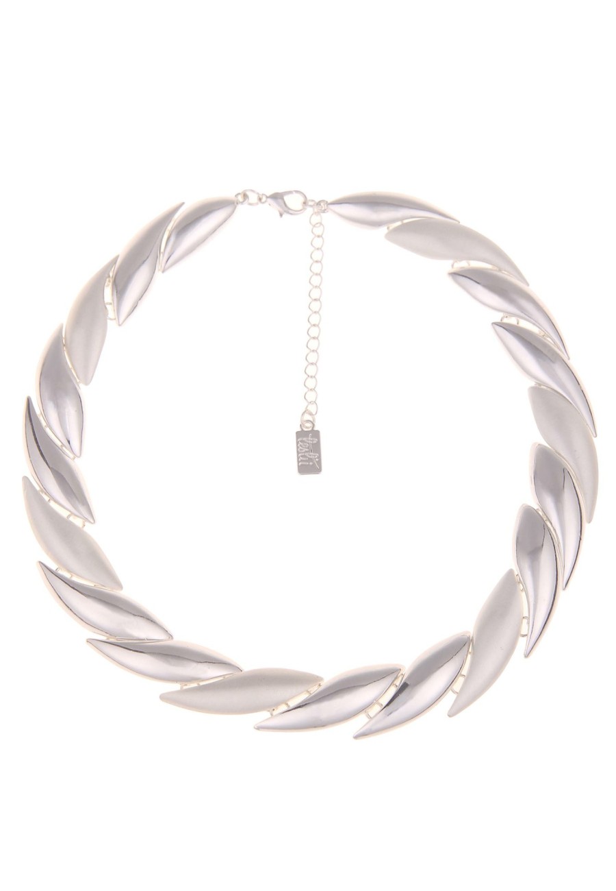 Ketten Leslii | Leslii Damen-Kette Schwung Statement-Kette Kurze Halskette Silberne Modeschmuck-Kette Silber